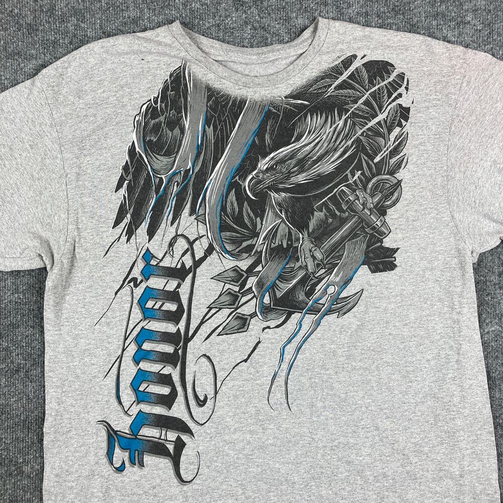 Honor T-Shirt Mens Gray XL Black‎ Eagle Graphic Gothic Style Short Sleeve